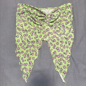 Floral Green and Pink Scalloped Tube Top